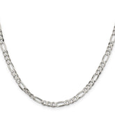 Sterling Silver 4.5mm Lightweight Flat Figaro Chain